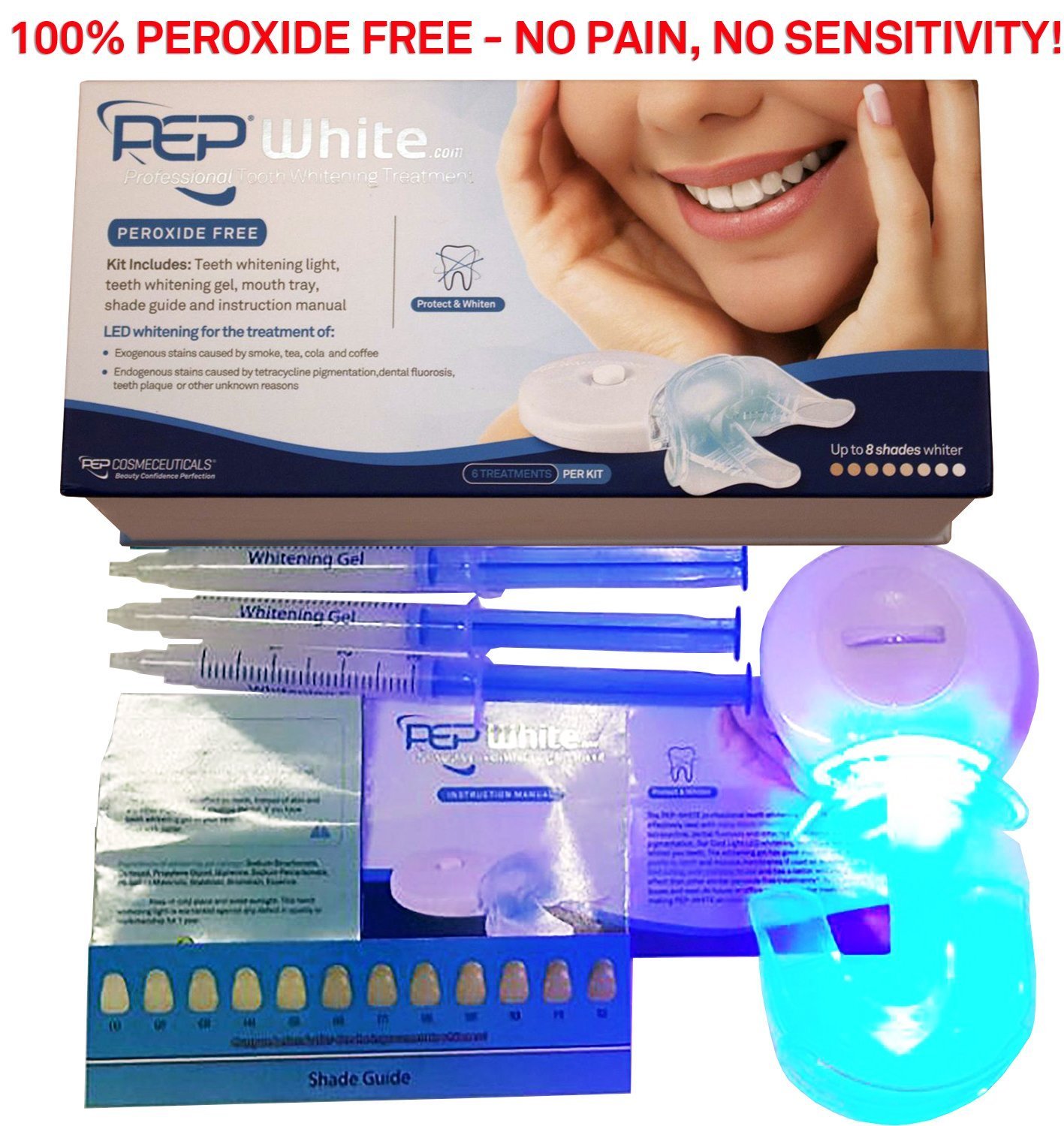 PEP-WHITE - ZERO PEROXIDE Teeth Whitening Kit